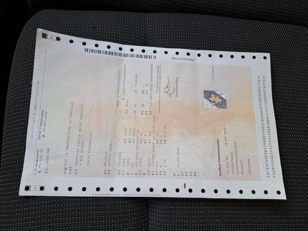 Peugeot PARTNER FOURGON STANDARD 650 KG BLUEHDI 100 S&S BVM5 PREMIUM 2020