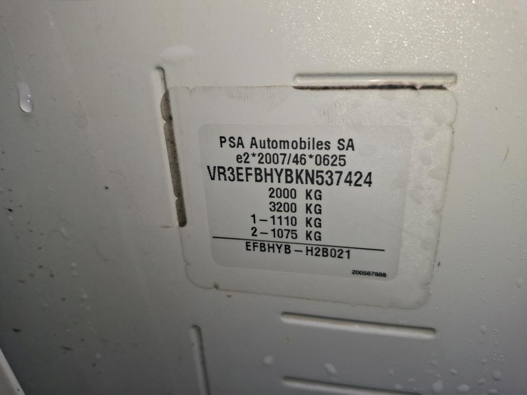 Peugeot PARTNER FOURGON STANDARD 650 KG BLUEHDI 100 S&S BVM5 PREMIUM 2019