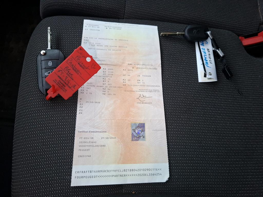 Peugeot PARTNER FOURGON STANDARD 650 KG BLUEHDI 100 S&S BVM5 PREMIUM 2020