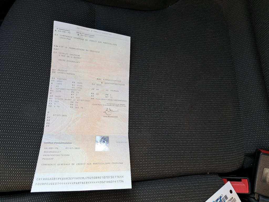 Peugeot PARTNER FOURGON STANDARD 650 KG BLUEHDI 100 S&S BVM5 ASPHALT 2021