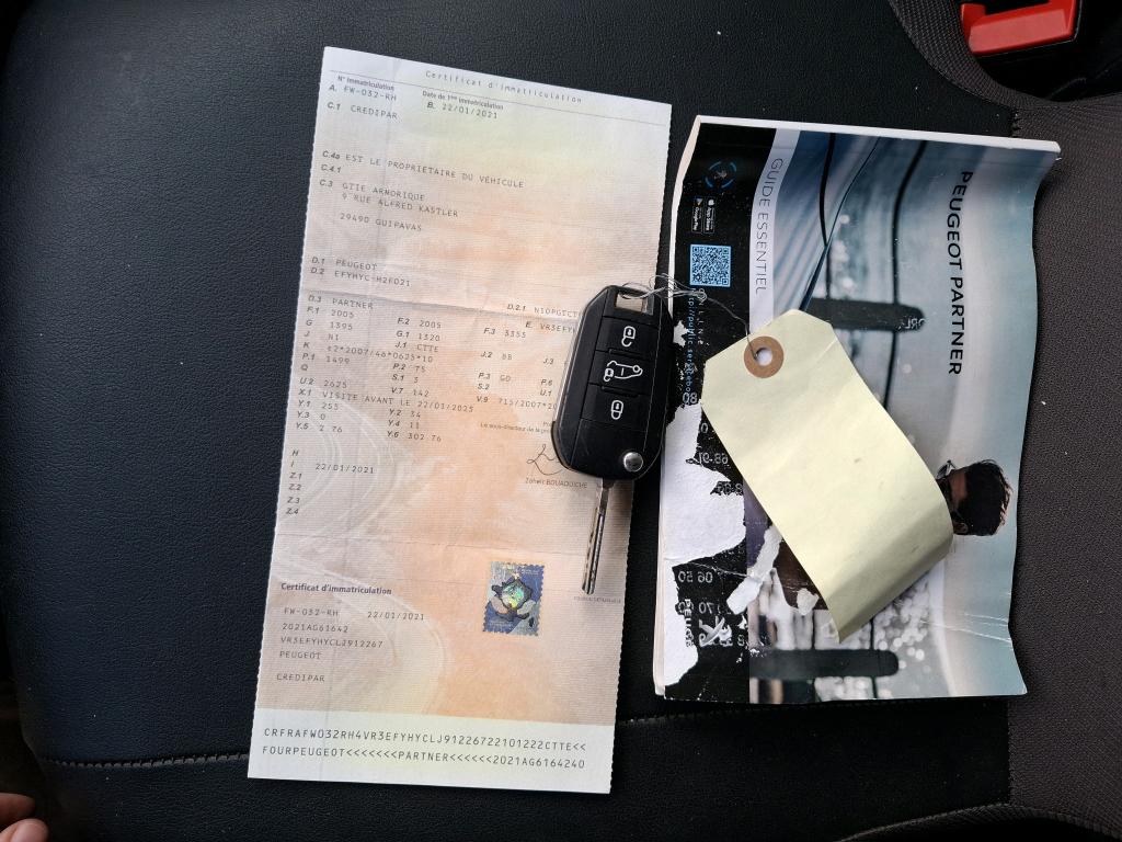 Peugeot PARTNER FOURGON STANDARD 650 KG BLUEHDI 100 S&S BVM5 PREMIUM 2021