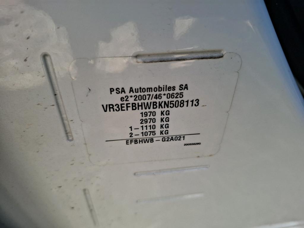 Peugeot PARTNER FOURGON STANDARD 650 KG BLUEHDI 75 BVM5 PREMIUM 2019