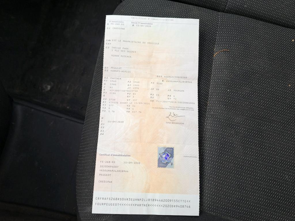 Peugeot PARTNER FOURGON STANDARD 650 KG PURETECH 110 S&S BVM6 PREMIUM 2020