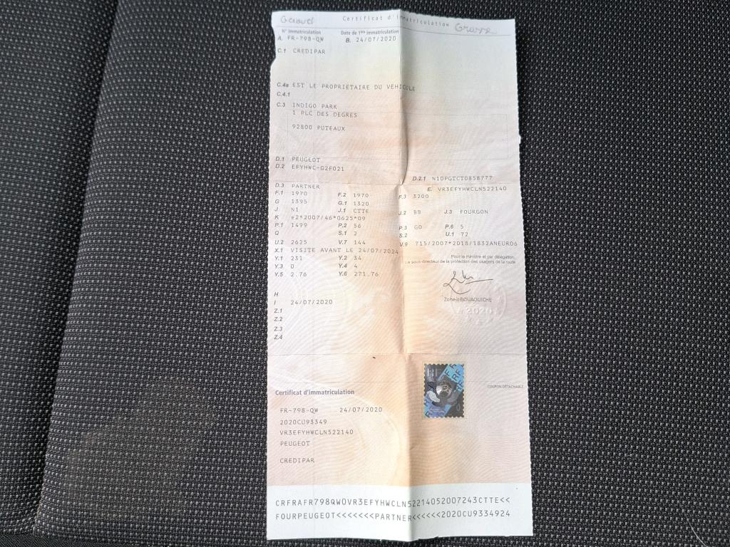 Peugeot PARTNER FOURGON STANDARD 650 KG BLUEHDI 75 BVM5 PREMIUM 2020