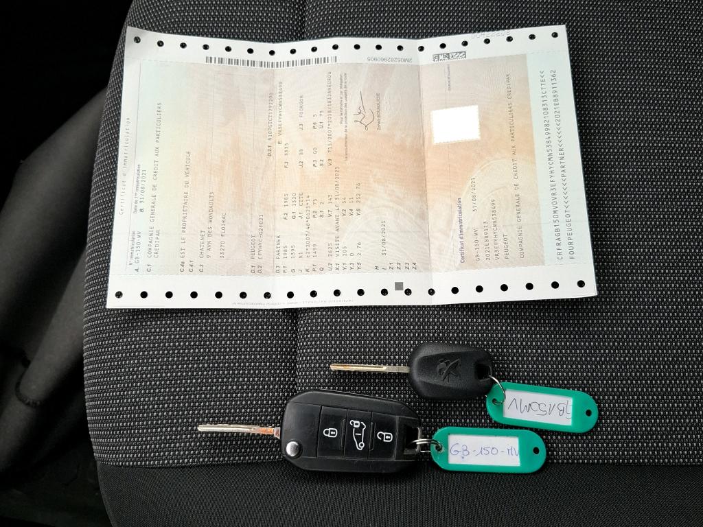 Peugeot PARTNER FOURGON STANDARD 650 KG BLUEHDI 100 S&S BVM5 PREMIUM 2021