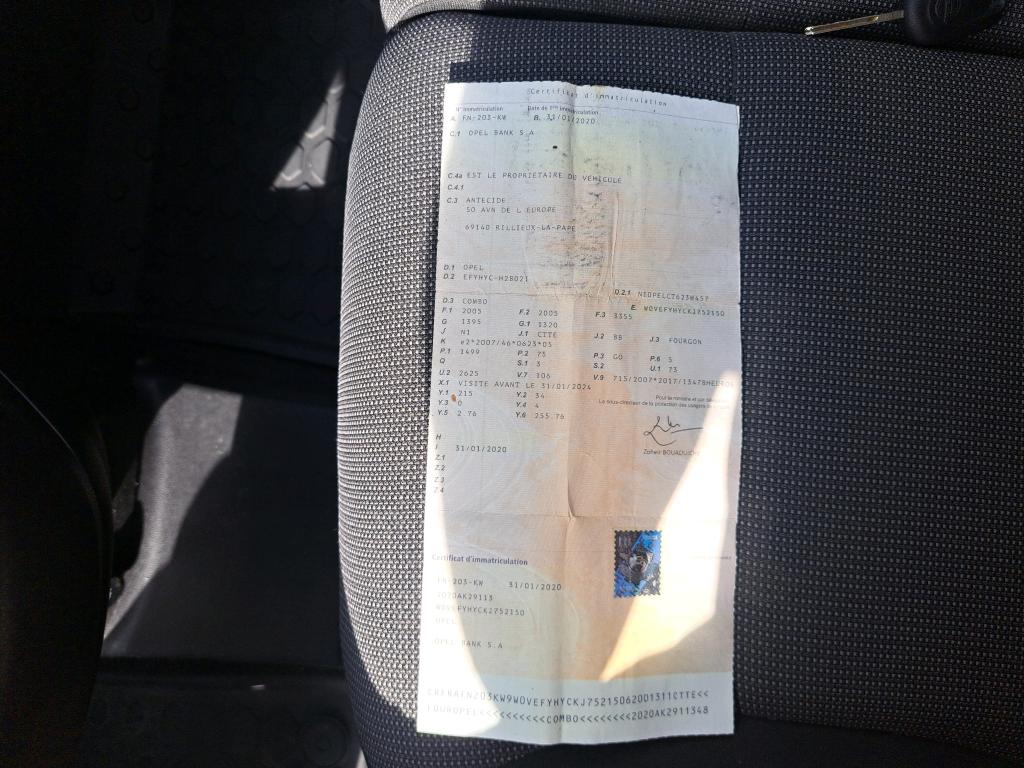 Opel COMBO CARGO 1.5 100 CH S/S L1H1 BVM5 STANDARD PACK CLIM 2020