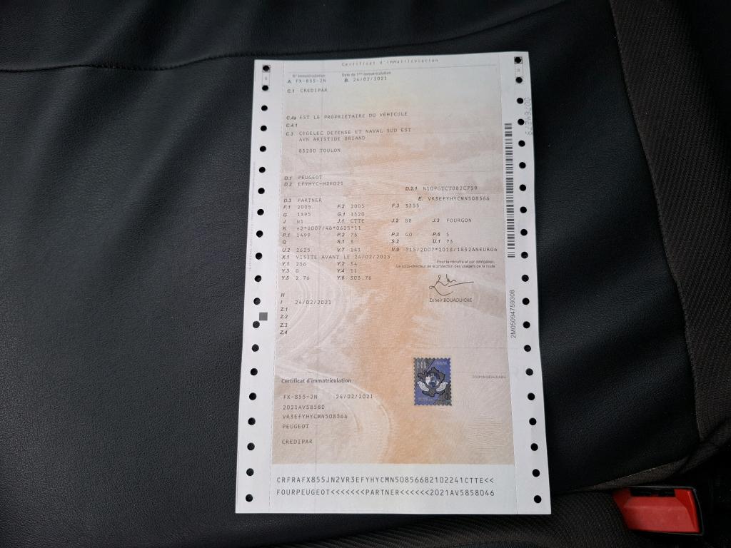 Peugeot PARTNER FOURGON STANDARD 650 KG BLUEHDI 100 S&S BVM5 PREMIUM 2021