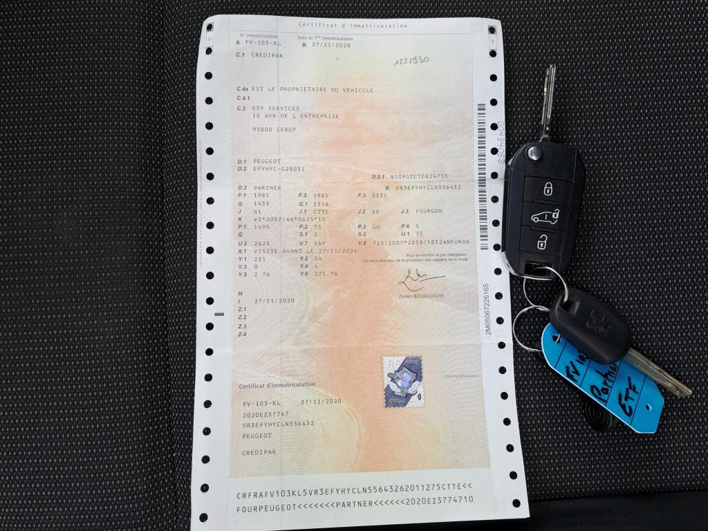 Peugeot PARTNER FOURGON STANDARD 650 KG BLUEHDI 100 S&S BVM5 PREMIUM 2020