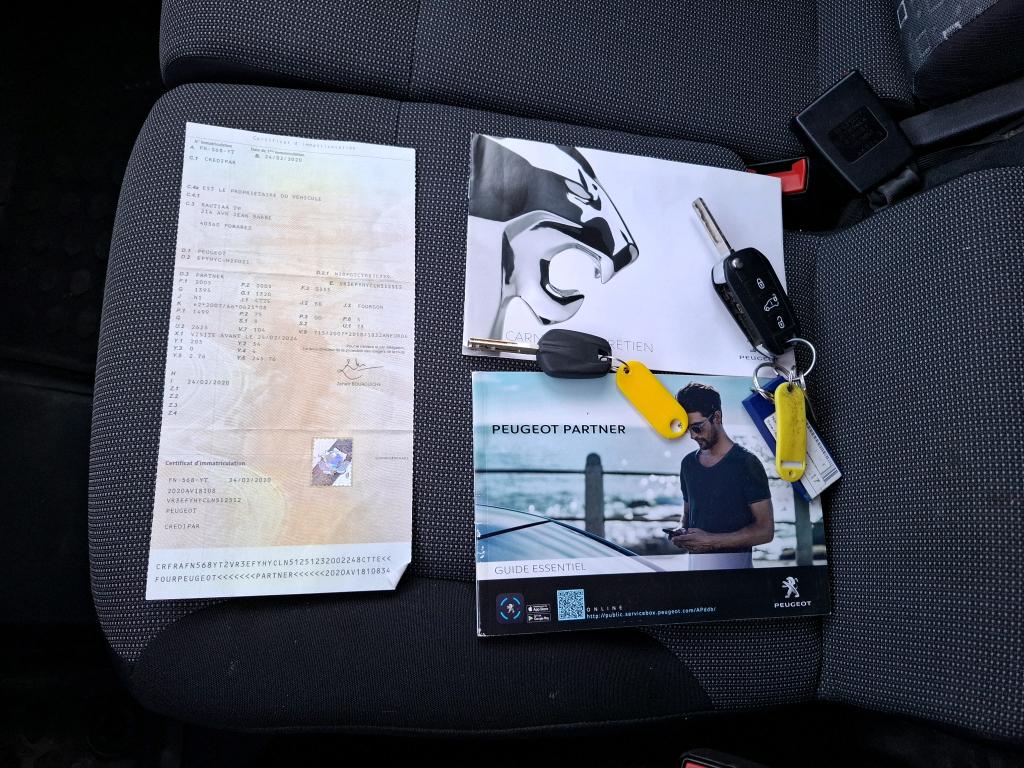 Peugeot PARTNER FOURGON STANDARD 650 KG BLUEHDI 100 S&S BVM5 PREMIUM 2020