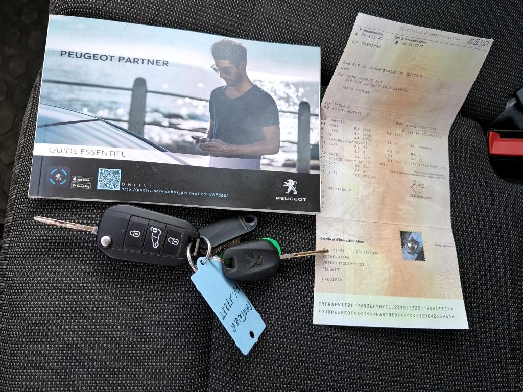 Peugeot PARTNER FOURGON STANDARD 650 KG BLUEHDI 100 S&S BVM5 PREMIUM 2020