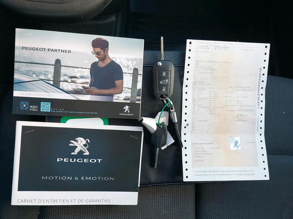 Peugeot PARTNER FOURGON STANDARD 650 KG BLUEHDI 75 BVM5 PREMIUM 2020