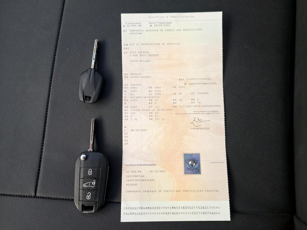 Peugeot PARTNER FOURGON STANDARD 650 KG BLUEHDI 100 S&S BVM5 ASPHALT 2021