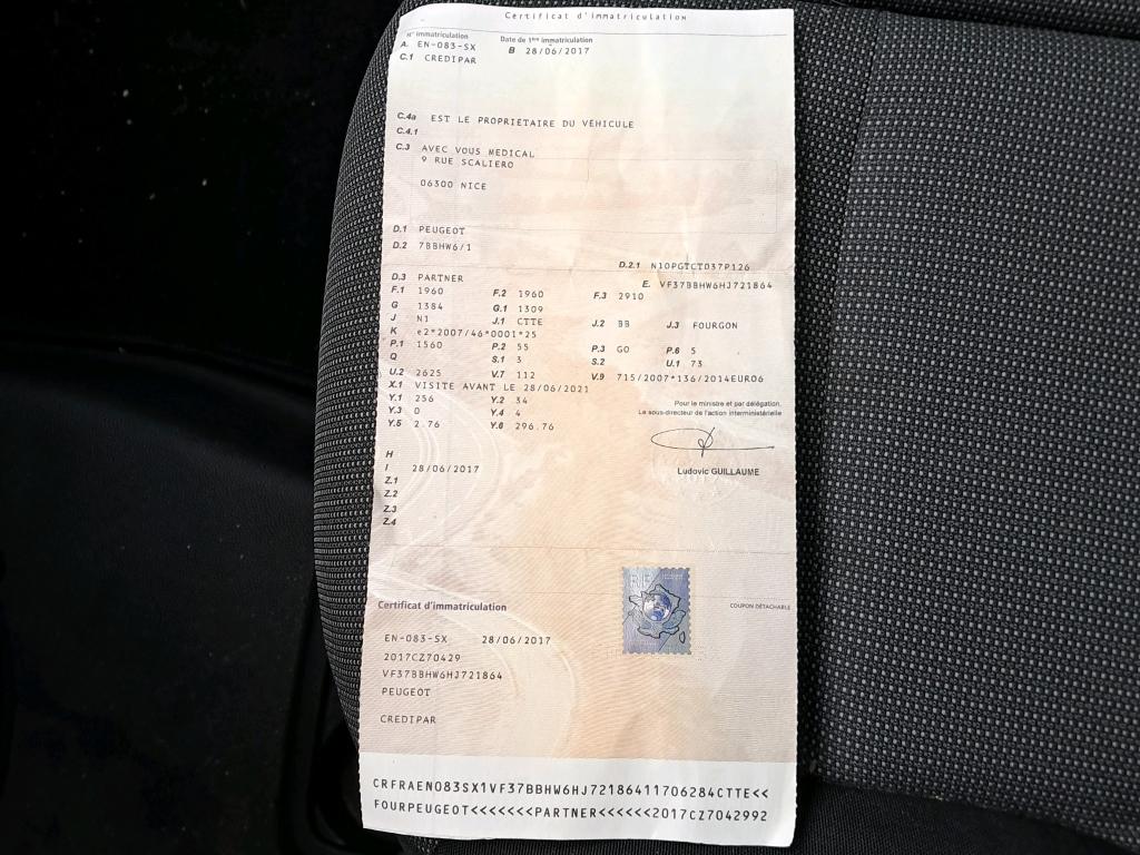 Peugeot PARTNER FOURGON STANDARD 1.6 BLUEHDI 75 BVM5 PREMIUM PACK 2017