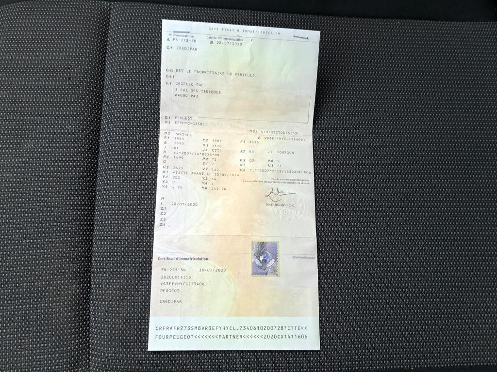 Peugeot PARTNER FOURGON STANDARD 650 KG BLUEHDI 100 S&S BVM5 PREMIUM 2020