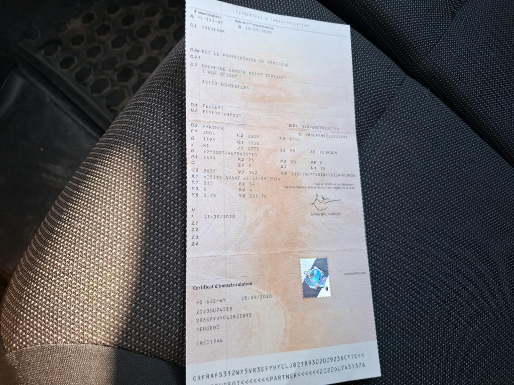 Peugeot PARTNER FOURGON STANDARD 650 KG BLUEHDI 100 S&S BVM5 PREMIUM 2020
