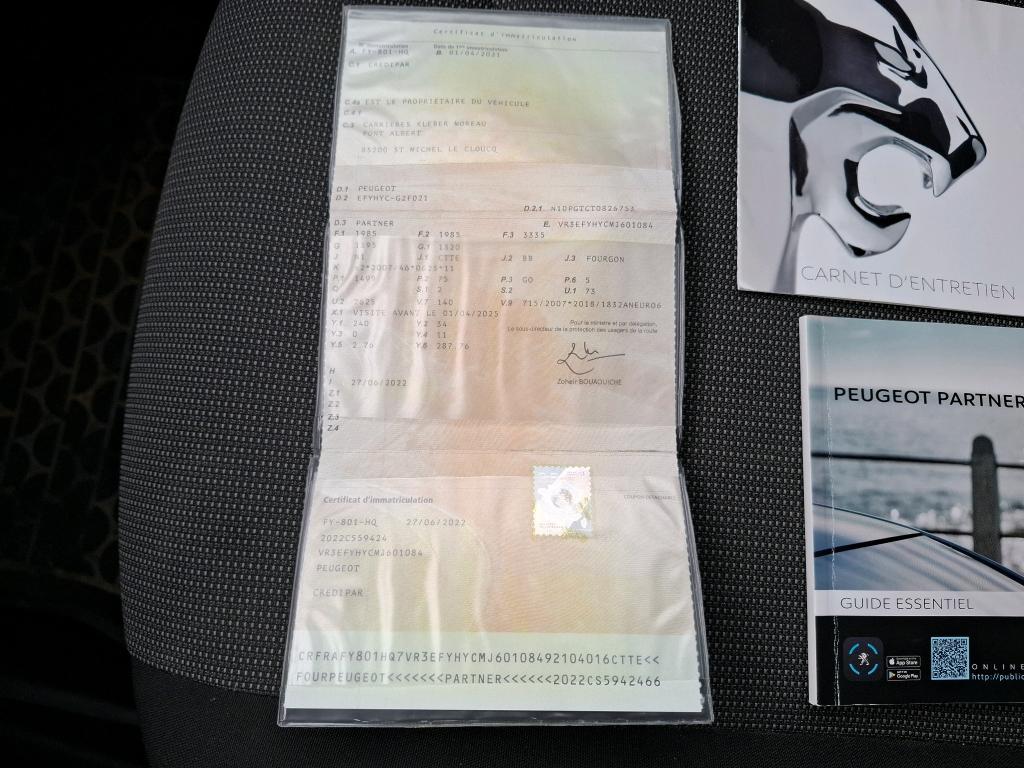 Peugeot PARTNER FOURGON STANDARD 650 KG BLUEHDI 100 S&S BVM5 PREMIUM 2021