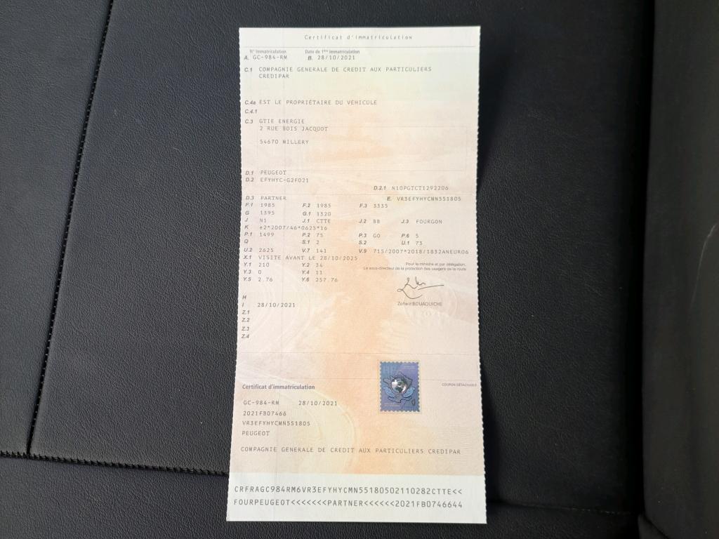 Peugeot PARTNER FOURGON STANDARD 650 KG BLUEHDI 100 S&S BVM5 ASPHALT 2021