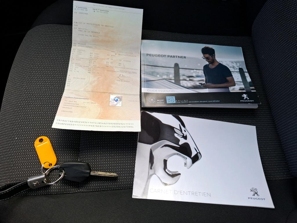 Peugeot PARTNER FOURGON STANDARD 650 KG BLUEHDI 100 S&S BVM5 ASPHALT 2020