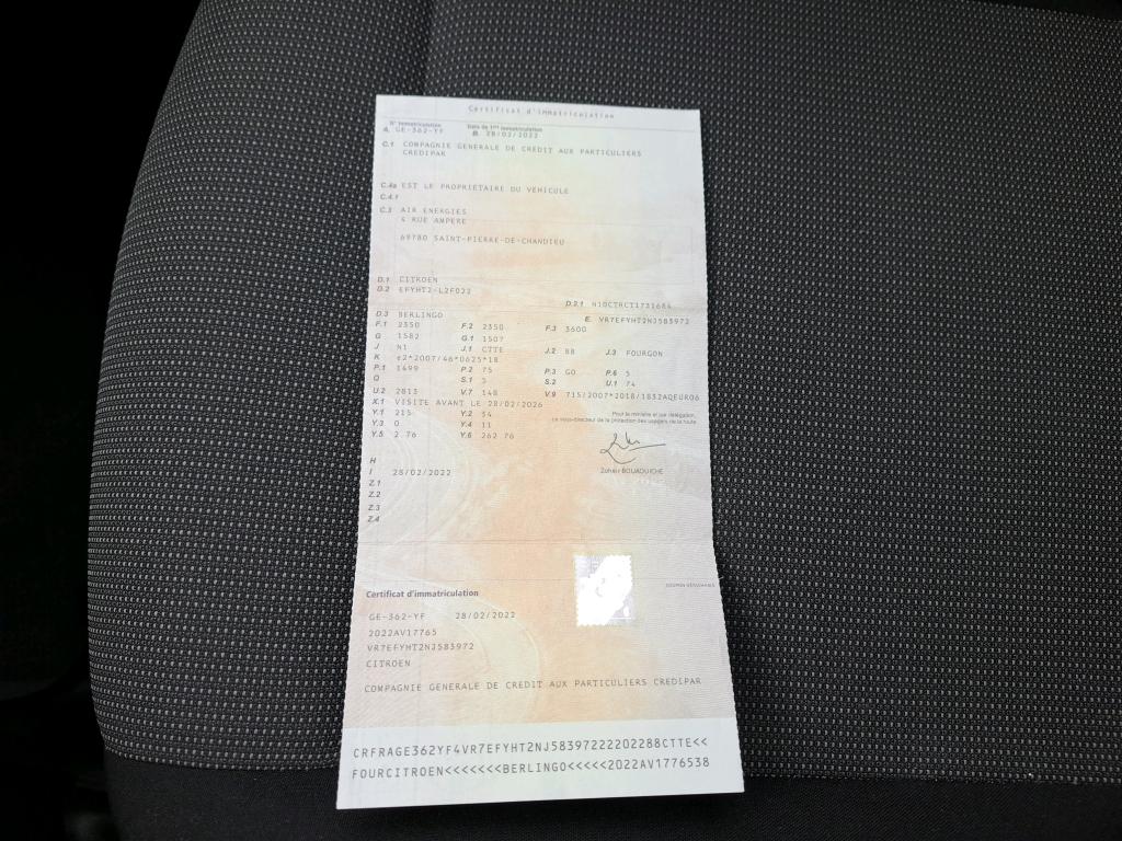 Citroen BERLINGO CA XL BLUEHDI 100 S&S BVM6 CONTROL 2022