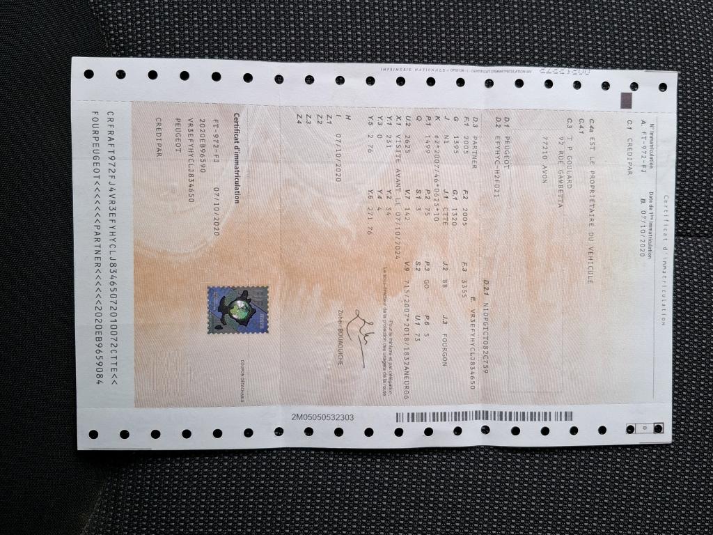 Peugeot PARTNER FOURGON STANDARD 650 KG BLUEHDI 100 S&S BVM5 PREMIUM 2020