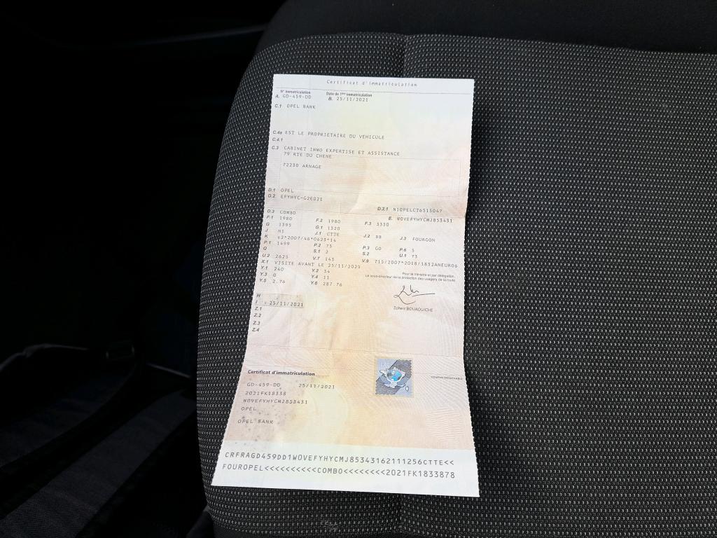 Opel COMBO CARGO 1.5 100 CH S/S L1H1 BVM6 STANDARD PACK CLIM 2021