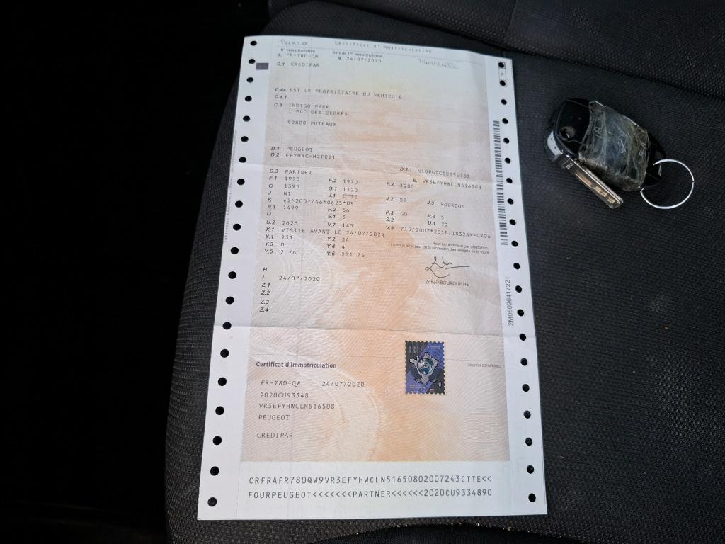 Peugeot PARTNER FOURGON STANDARD 650 KG BLUEHDI 75 BVM5 PREMIUM 2020