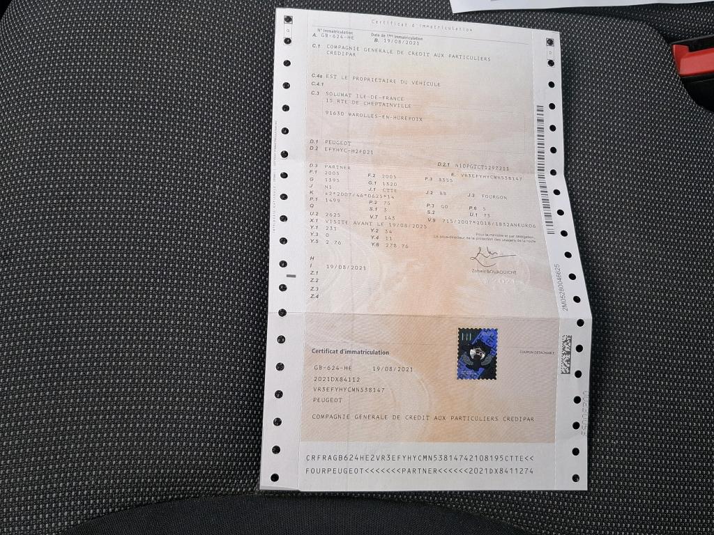 Peugeot PARTNER FOURGON STANDARD 650 KG BLUEHDI 100 S&S BVM5 ASPHALT 2021