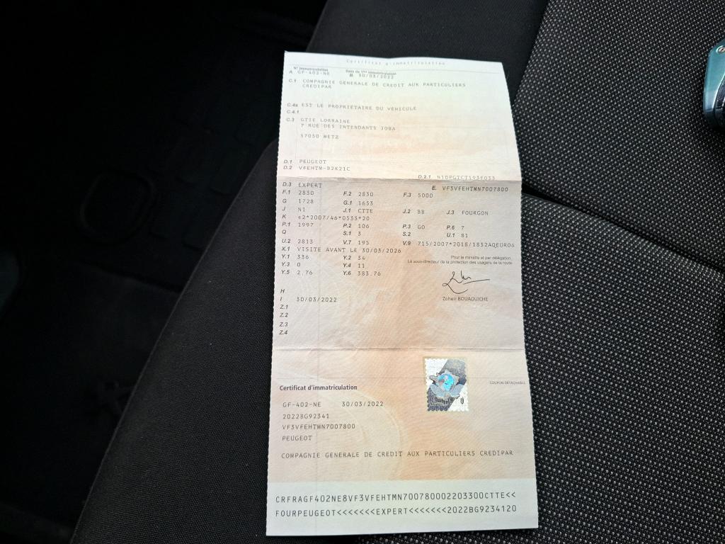 Peugeot EXPERT FGN TOLE STANDARD BLUEHDI 145 S&S BVM6 ASPHALT 2022