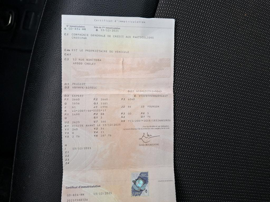 Peugeot EXPERT FGN TOLE STANDARD 1.5 BLUEHDI 120 S&S BVM6 ASPHALT 2021