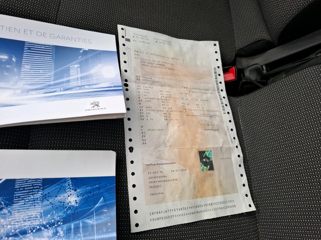 Peugeot PARTNER FOURGON STANDARD 650 KG BLUEHDI 100 BVM5 PREMIUM 2019