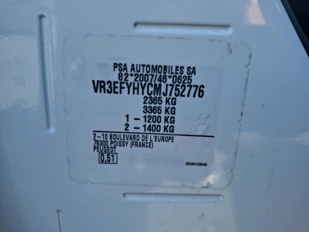 Peugeot PARTNER FOURGON STANDARD 1000 KG BLUEHDI 100 S&S BVM5 GRIP 2021