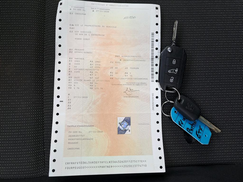 Peugeot PARTNER FOURGON STANDARD 650 KG BLUEHDI 100 S&S BVM5 PREMIUM 2020