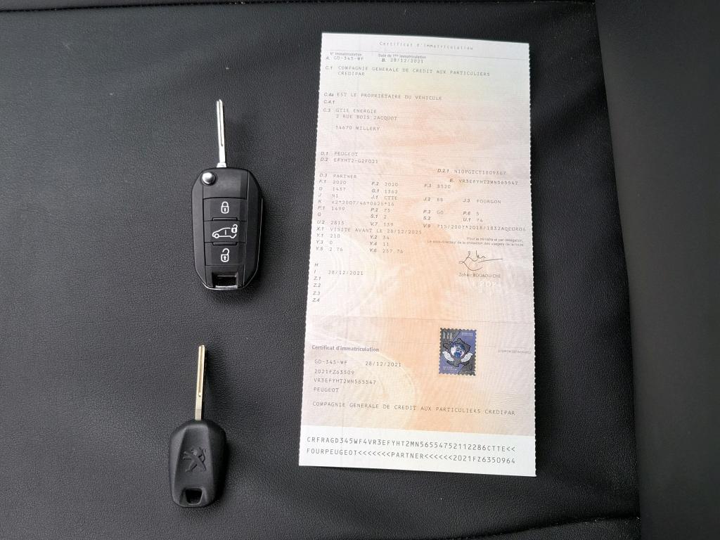 Peugeot PARTNER FOURGON STANDARD 650 KG BLUEHDI 100 S&S BVM6 ASPHALT 2021