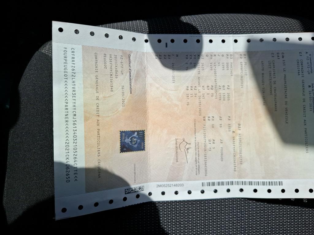 Peugeot PARTNER FOURGON STANDARD 650 KG BLUEHDI 100 S&S BVM5 PREMIUM 2021