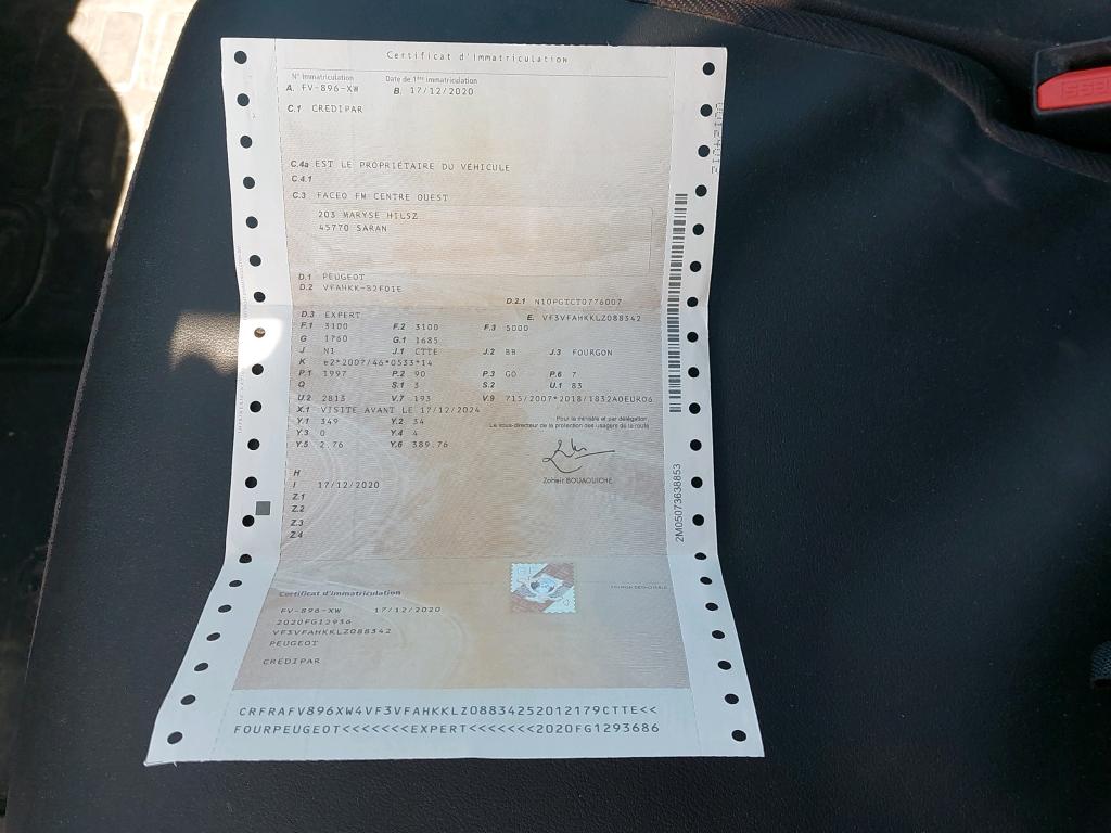 Peugeot EXPERT FGN TOLE LONG 2.0 BLUEHDI 120 S&S BVM6 ASPHALT 2020