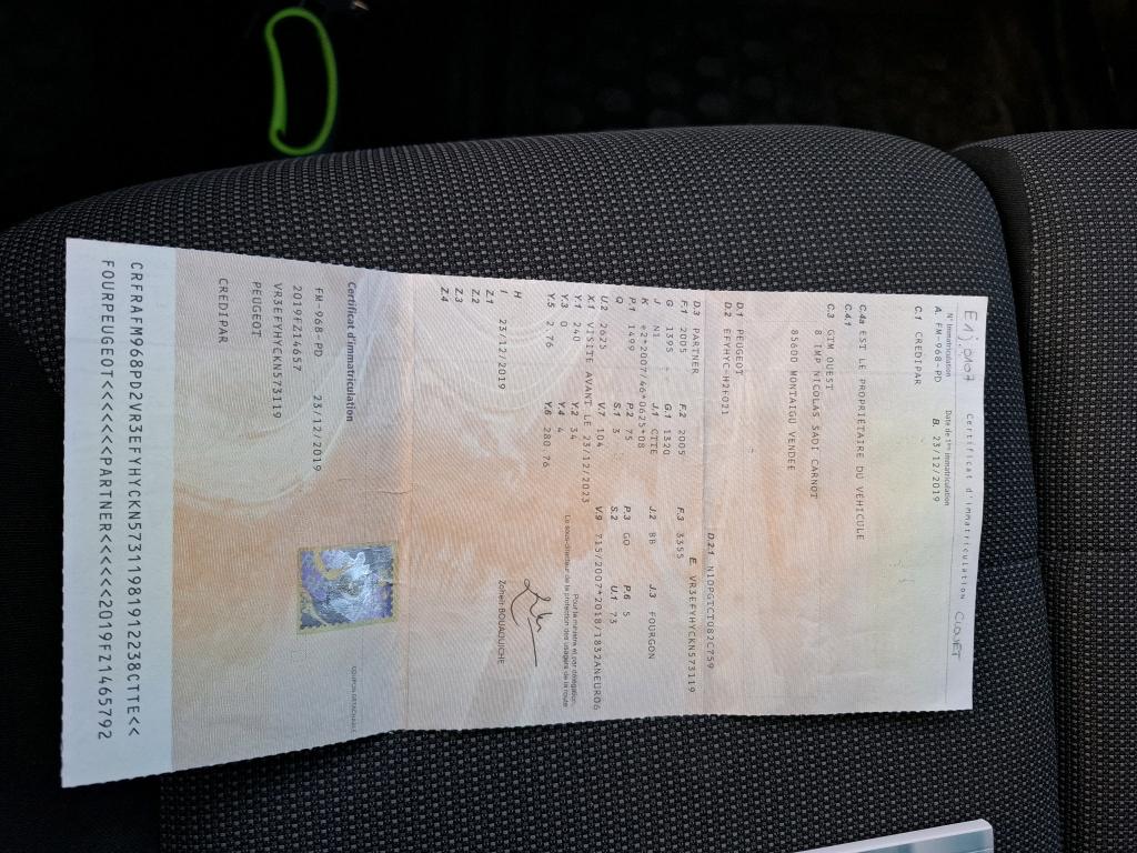 Peugeot PARTNER FOURGON STANDARD 650 KG BLUEHDI 100 S&S BVM5 ASPHALT 2019