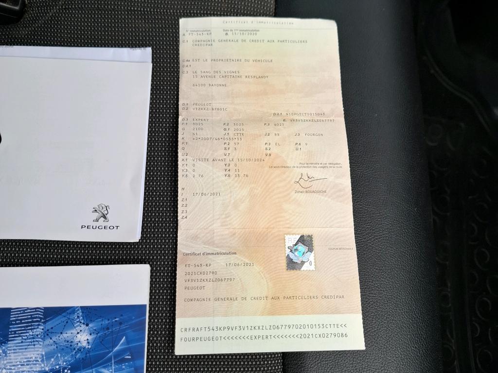 Peugeot EXPERT FGN TOLE STANDARD ELECTRIQUE 75KWH 136 ASPHALT 2020