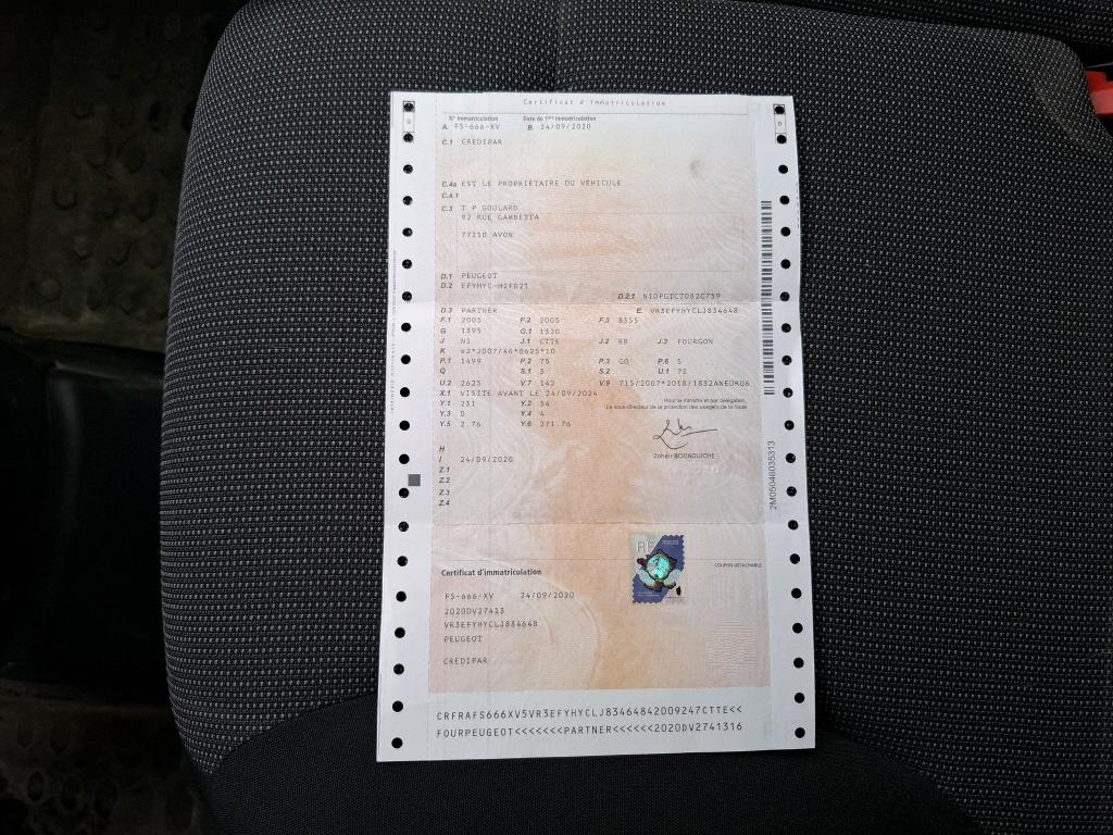 Peugeot PARTNER FOURGON STANDARD 650 KG BLUEHDI 100 S&S BVM5 PREMIUM 2020