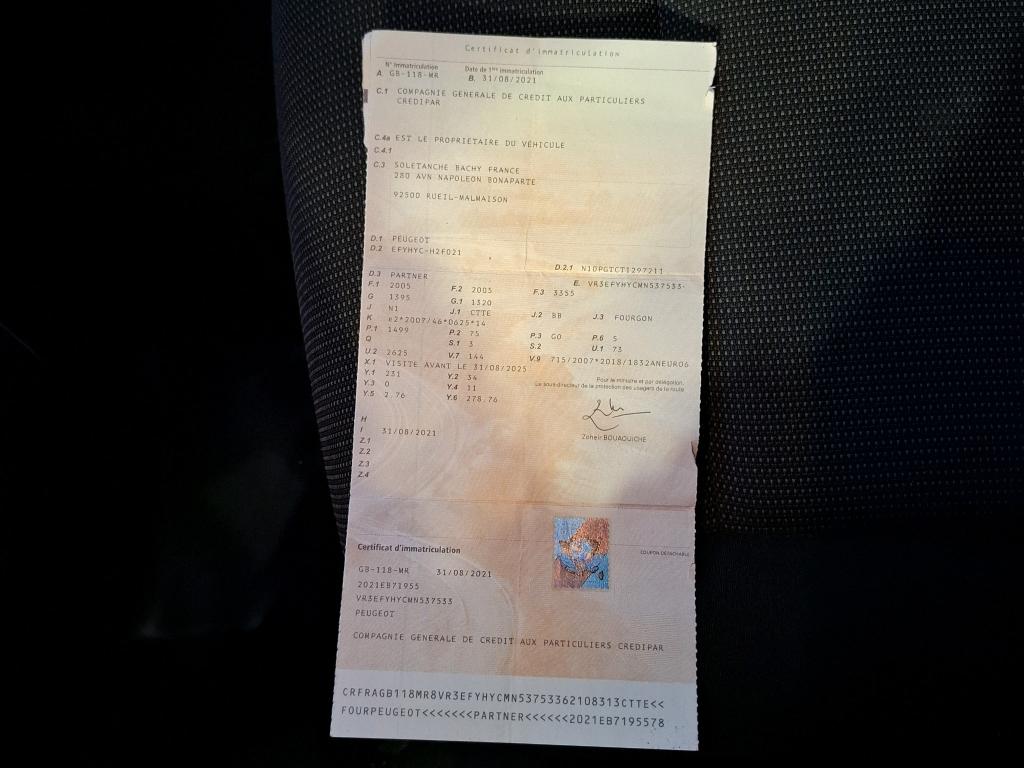 Peugeot PARTNER FOURGON STANDARD 650 KG BLUEHDI 100 S&S BVM5 ASPHALT 2021