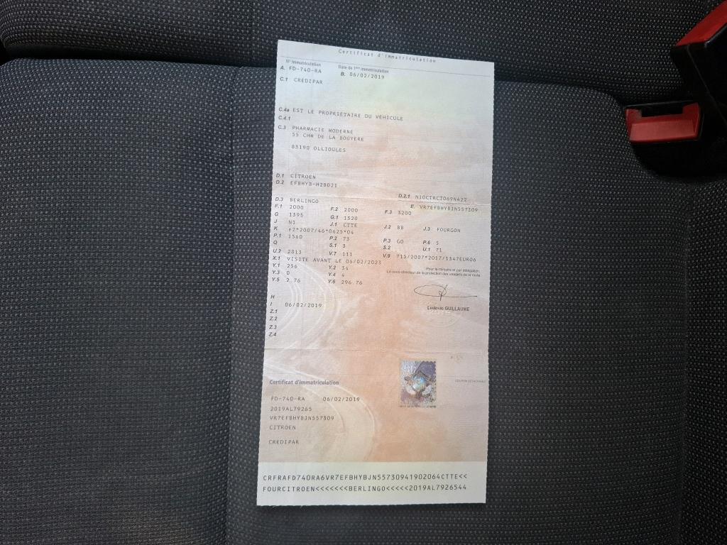 Citroen BERLINGO VAN M 650 BLUEHDI 100 S&S CLUB 2019