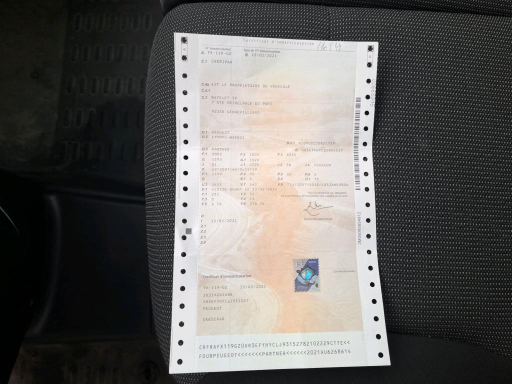 Peugeot PARTNER FOURGON STANDARD 650 KG BLUEHDI 100 S&S BVM5 PREMIUM 2021