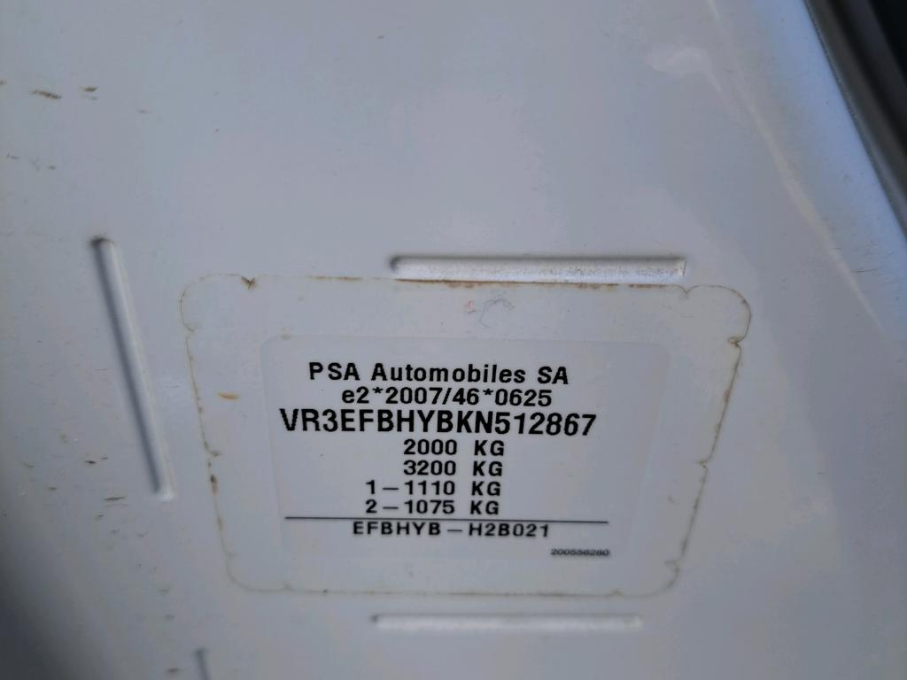 Peugeot PARTNER FOURGON STANDARD 650 KG BLUEHDI 100 S&S BVM5 PREMIUM 2019
