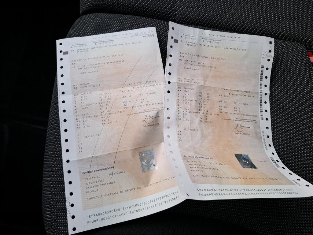 Peugeot PARTNER FOURGON STANDARD 1000 KG BLUEHDI 100 S&S BVM5 GRIP 2021