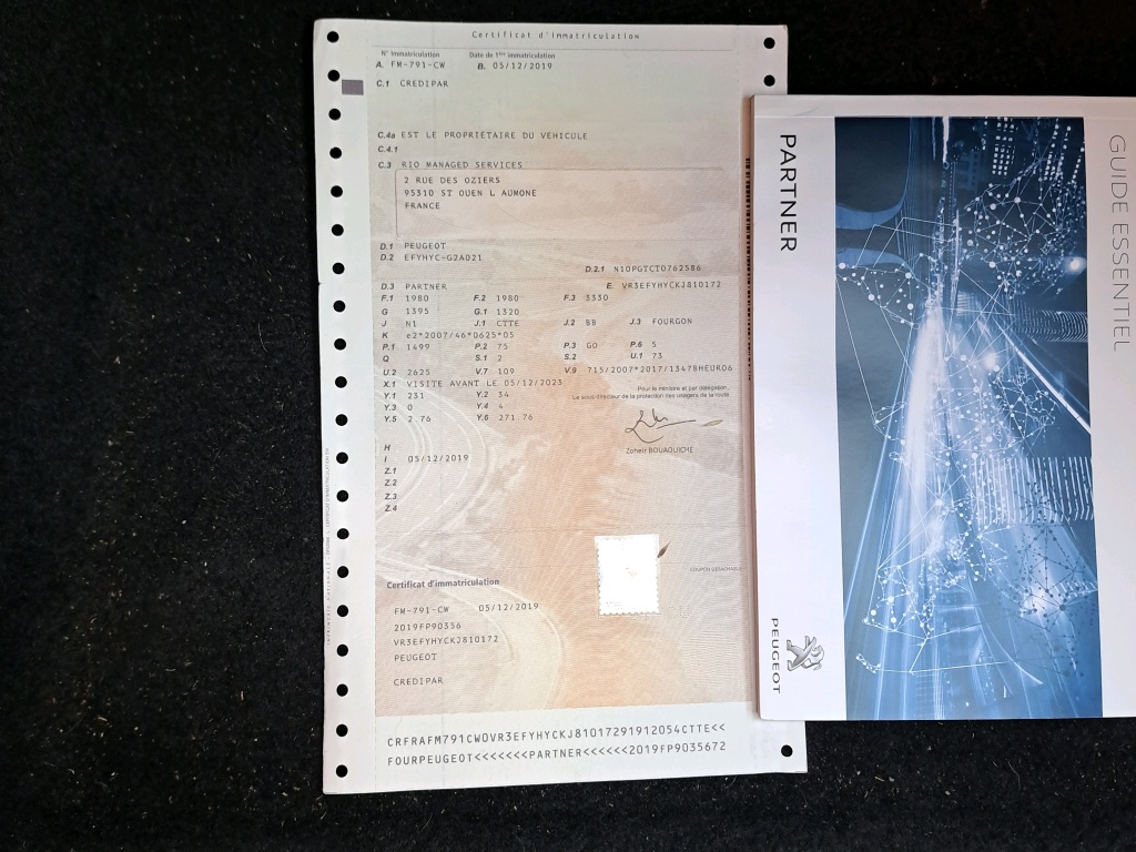 Peugeot PARTNER FOURGON STANDARD 650 KG BLUEHDI 100 BVM5 ASPHALT 2019