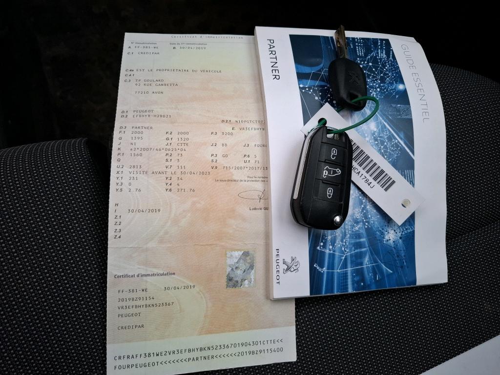 Peugeot PARTNER FOURGON STANDARD 650 KG BLUEHDI 100 S&S BVM5 PREMIUM 2019