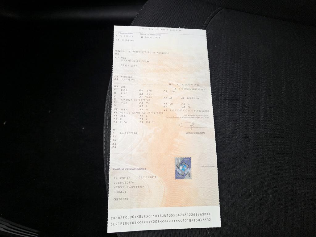 Peugeot 208 AFFAIRE BLUEHDI 100 BVM6 PREMIUM PACK 2018