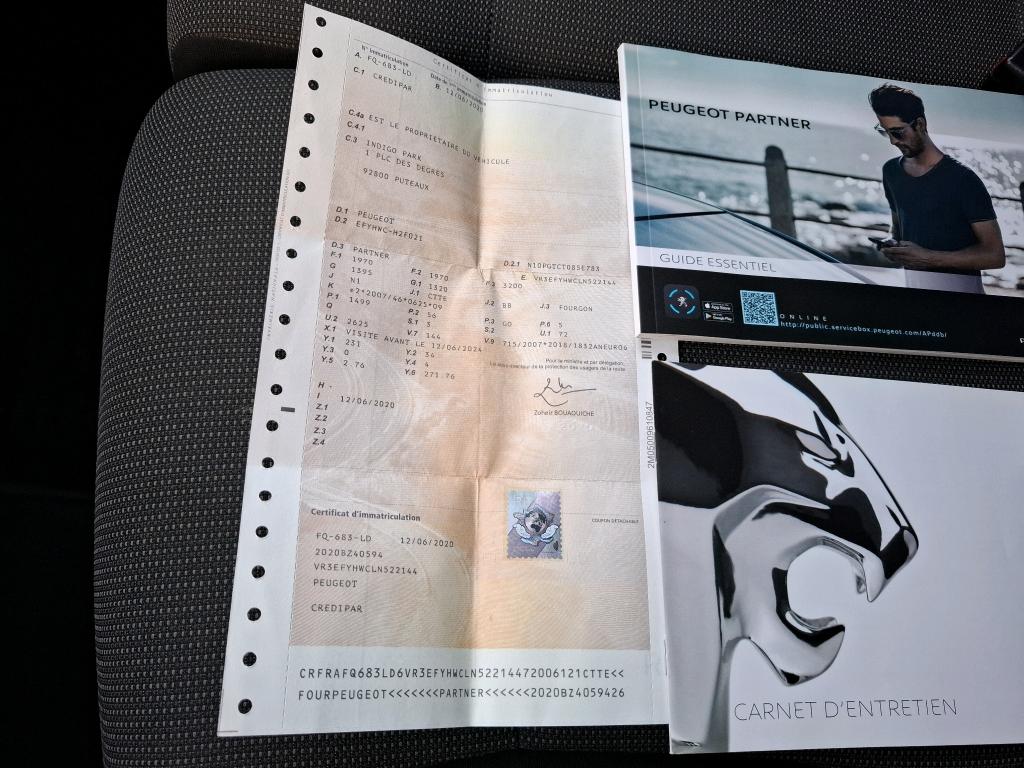 Peugeot PARTNER FOURGON STANDARD 650 KG BLUEHDI 75 BVM5 PREMIUM 2020