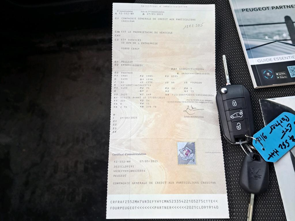 Peugeot PARTNER FOURGON STANDARD 650 KG BLUEHDI 100 S&S BVM5 PREMIUM 2021