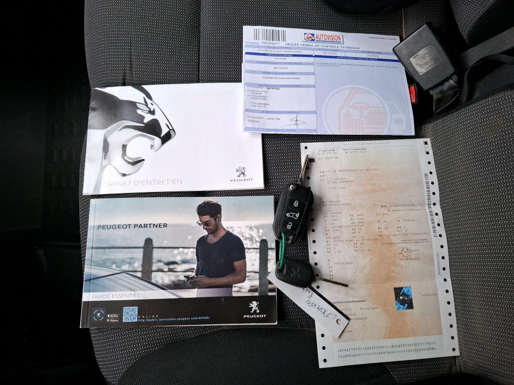 Peugeot PARTNER FOURGON STANDARD 650 KG BLUEHDI 100 S&S BVM5 PREMIUM 2020