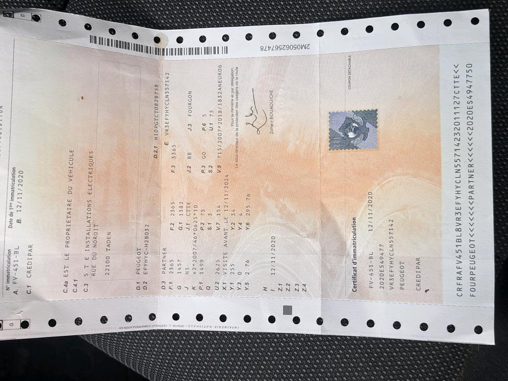 Peugeot PARTNER FOURGON STANDARD 1000 KG BLUEHDI 100 S&S BVM5 GRIP 2020